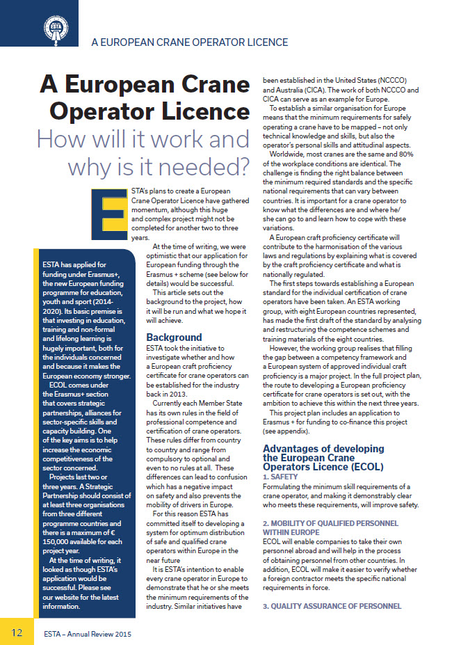 European Crane Operator Licence